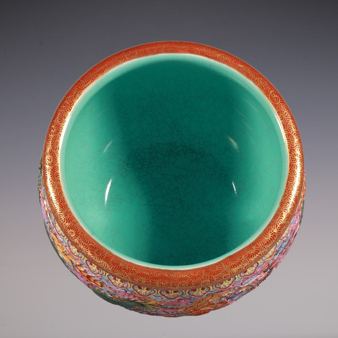 An Exquisite Enamel Dragon Pattern Brush Washer - 7