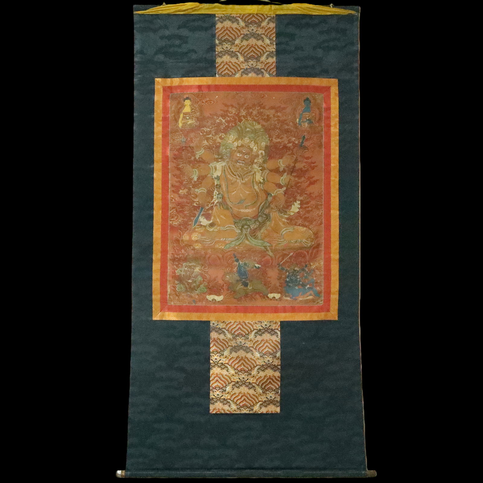 An Exquisite Brocade Painted Color Statue of Mammon Tangka: An Exquisite Brocade Painted Color Statue of Mammon Tangka Ming Dynasty, China Size:86cmx170cm (The Dimensions Of All Batches Are Manually Measured.If You Need More Detailed Information, Please