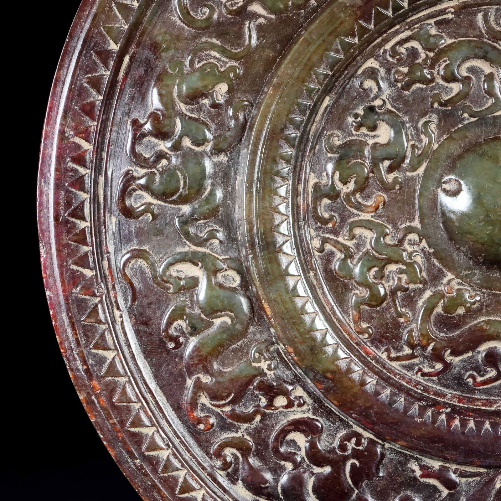 An Exquisite White Jade Auspicious Beast Pattern Round Mirror - 5