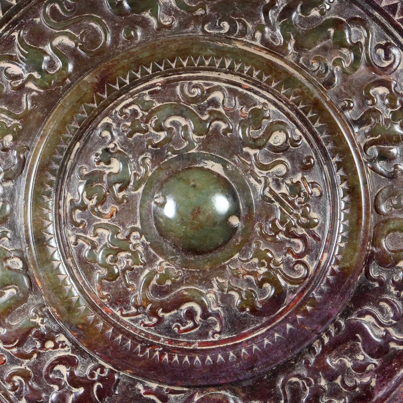 An Exquisite White Jade Auspicious Beast Pattern Round Mirror - 7