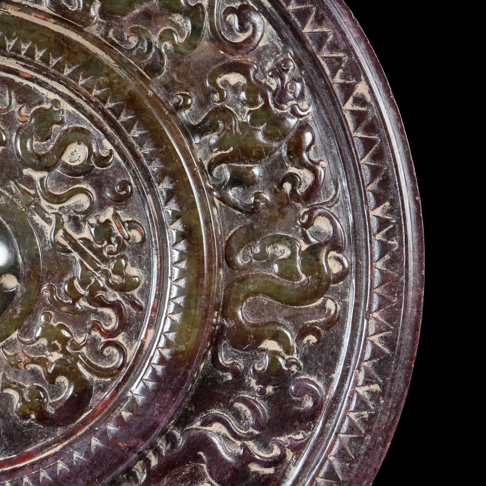 An Exquisite White Jade Auspicious Beast Pattern Round Mirror - 8