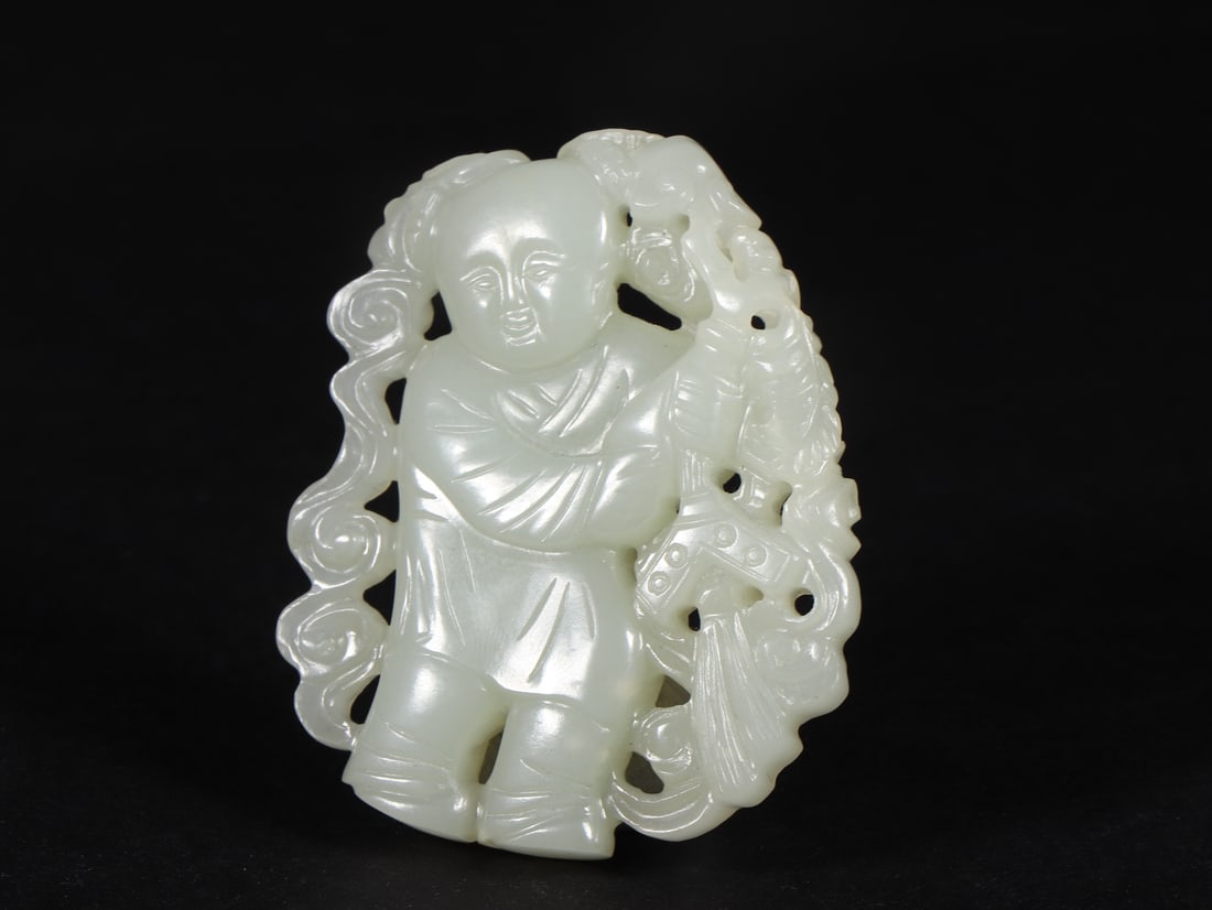 An Exquisite White Jade Figure Pattern Ornament - 2