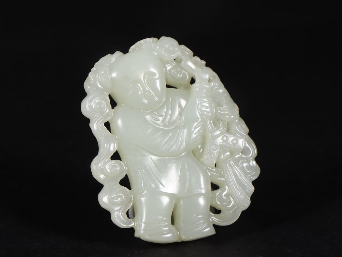 An Exquisite White Jade Figure Pattern Ornament - 3