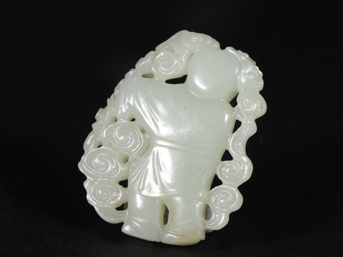 An Exquisite White Jade Figure Pattern Ornament - 6