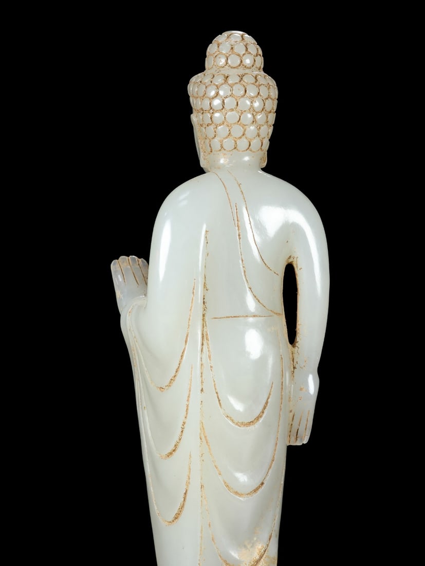 An Exquisite White Jade Buddha Statue - 8