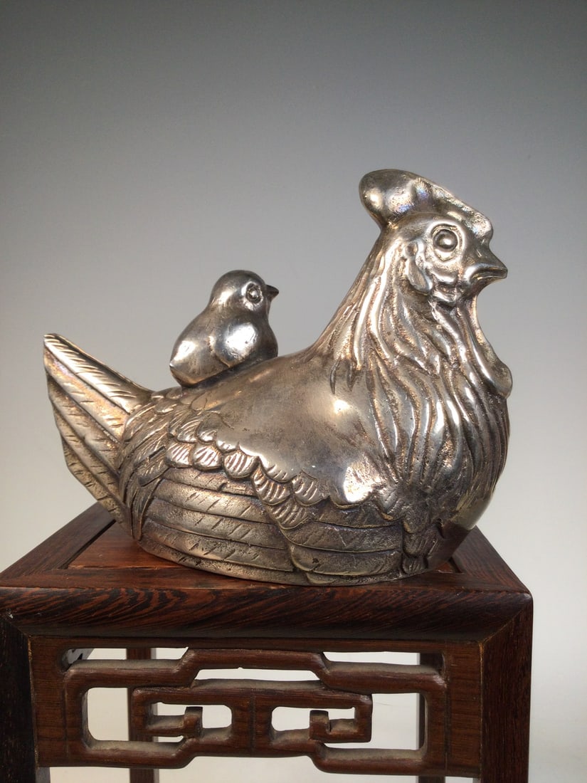 An Exquisite Silver Rooster Ornament - 3