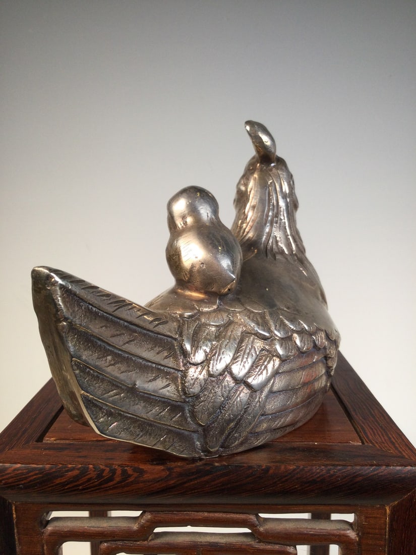 An Exquisite Silver Rooster Ornament - 6