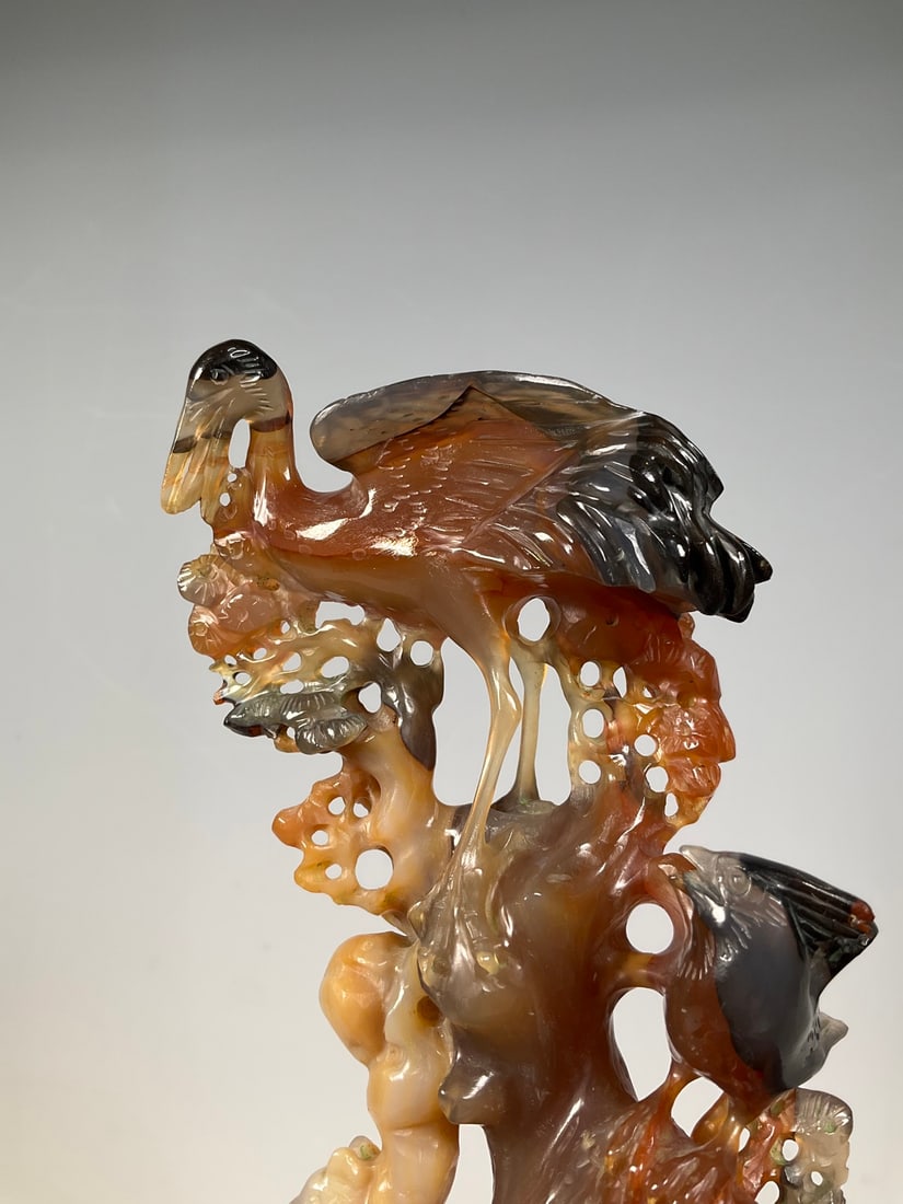 An Exquisite Agate Flower and Bird Pattern Ornament - 2