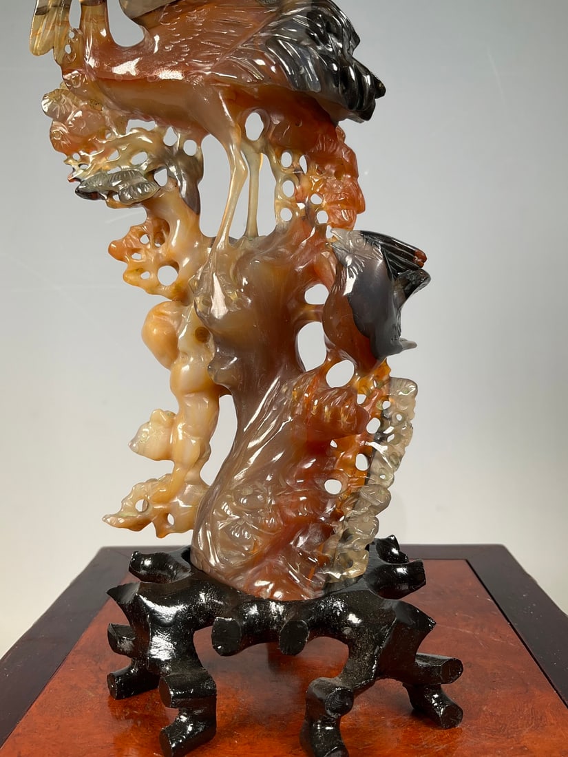 An Exquisite Agate Flower and Bird Pattern Ornament - 3