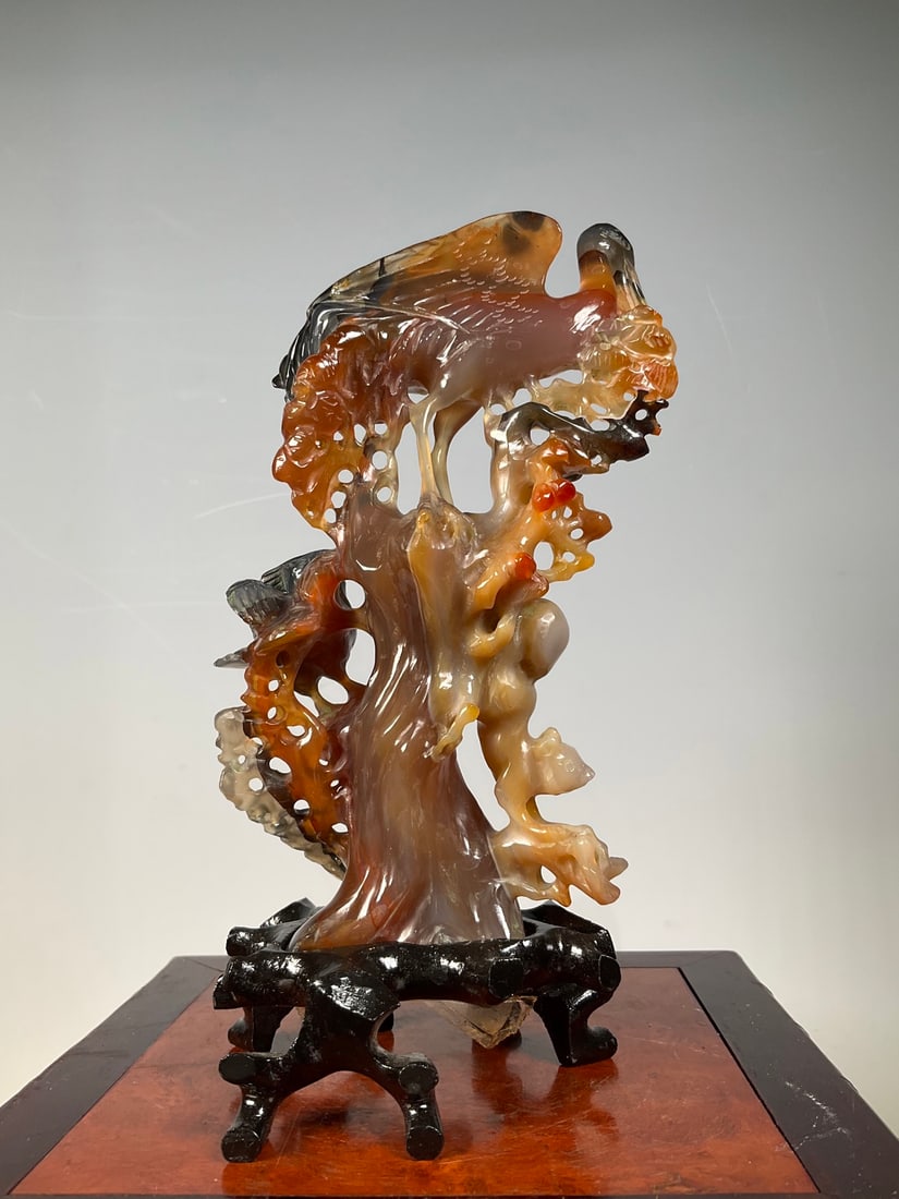 An Exquisite Agate Flower and Bird Pattern Ornament - 5