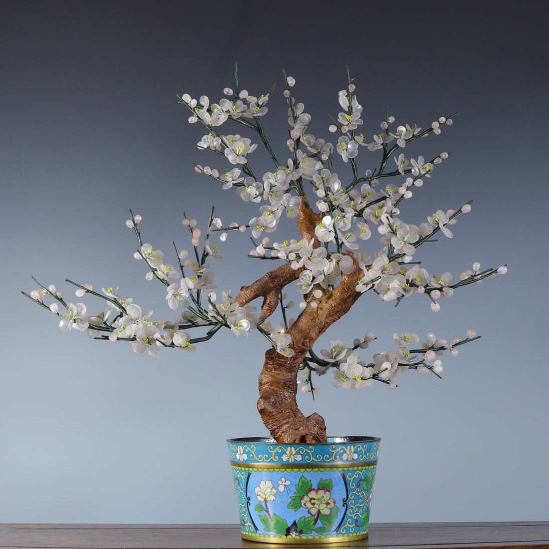 An Exquisite Cloisonne Inlaid Gems Flower Pattern Bonsai (1 of 9)