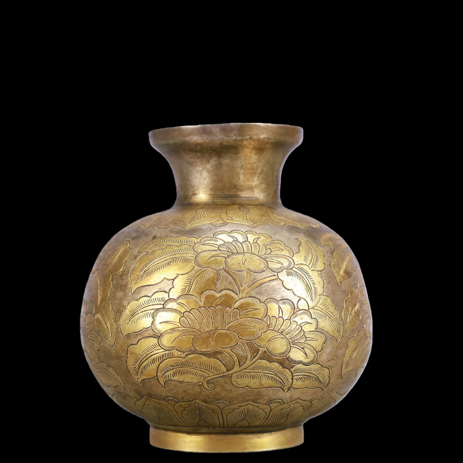 A Exquisite Gilt Bronze Flower Pattern Jar - 3