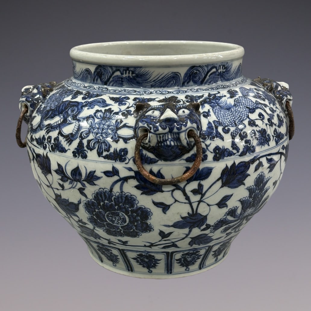 An Exquisite Blue and White Lotus Pattern Kylin Pattern Jar - 3