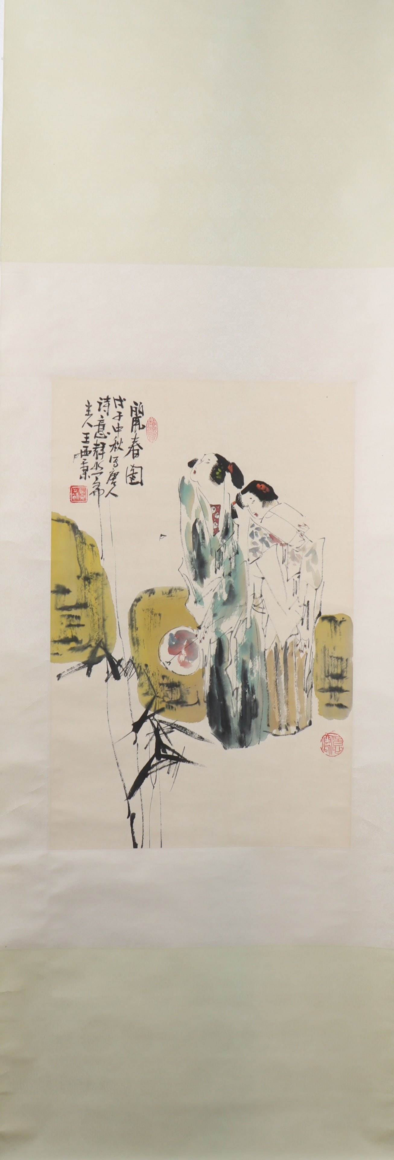 A Chinese Vertical Scroll Ink Painting of Figure on Paper: A Chinese Vertical Scroll Ink Painting of Figure on Paper Wang xijing Size:69cmx45cm (The Dimensions Of All Batches Are Manually Measured.If You Need More Detailed Information, Please Contact Our