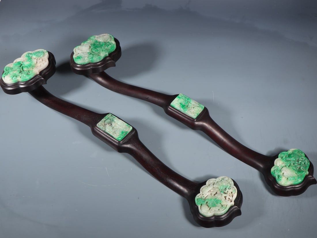 A Set of Fine Jadeite Fish Pattern Ruyi - 2