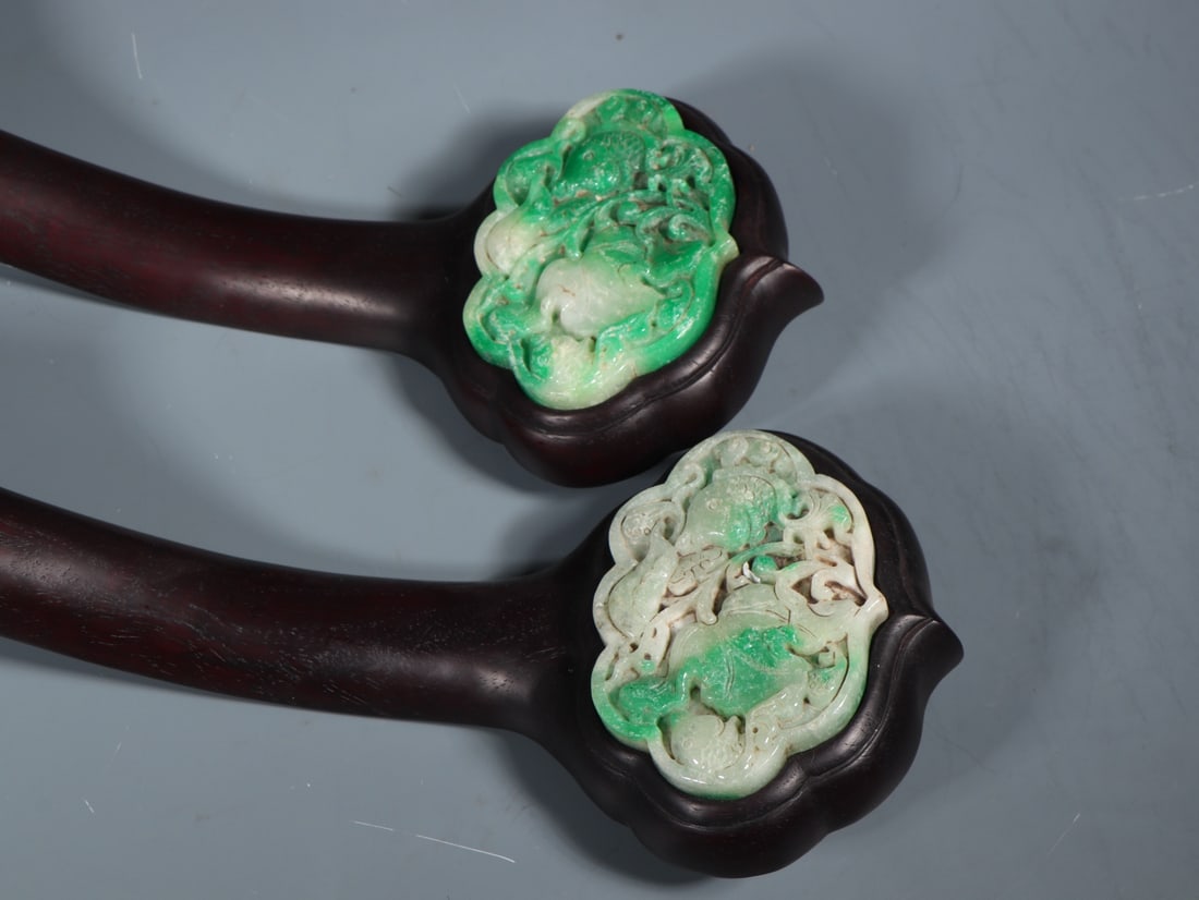 A Set of Fine Jadeite Fish Pattern Ruyi - 5