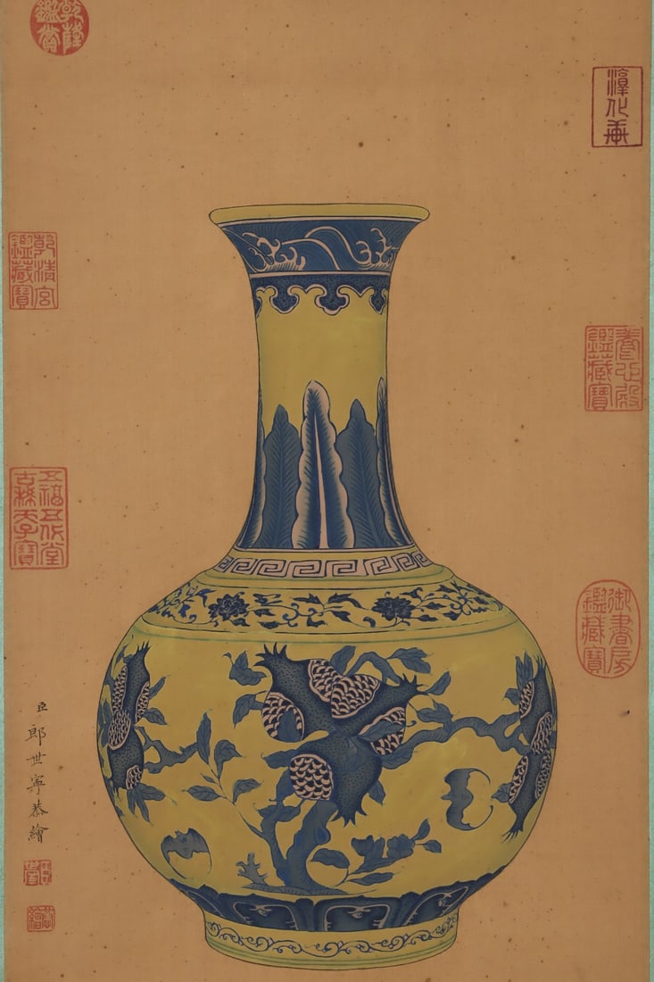 An Exquisite Blue and White Pomegranate Pattern Lotus Pattern Bats Pattern Vase - 7