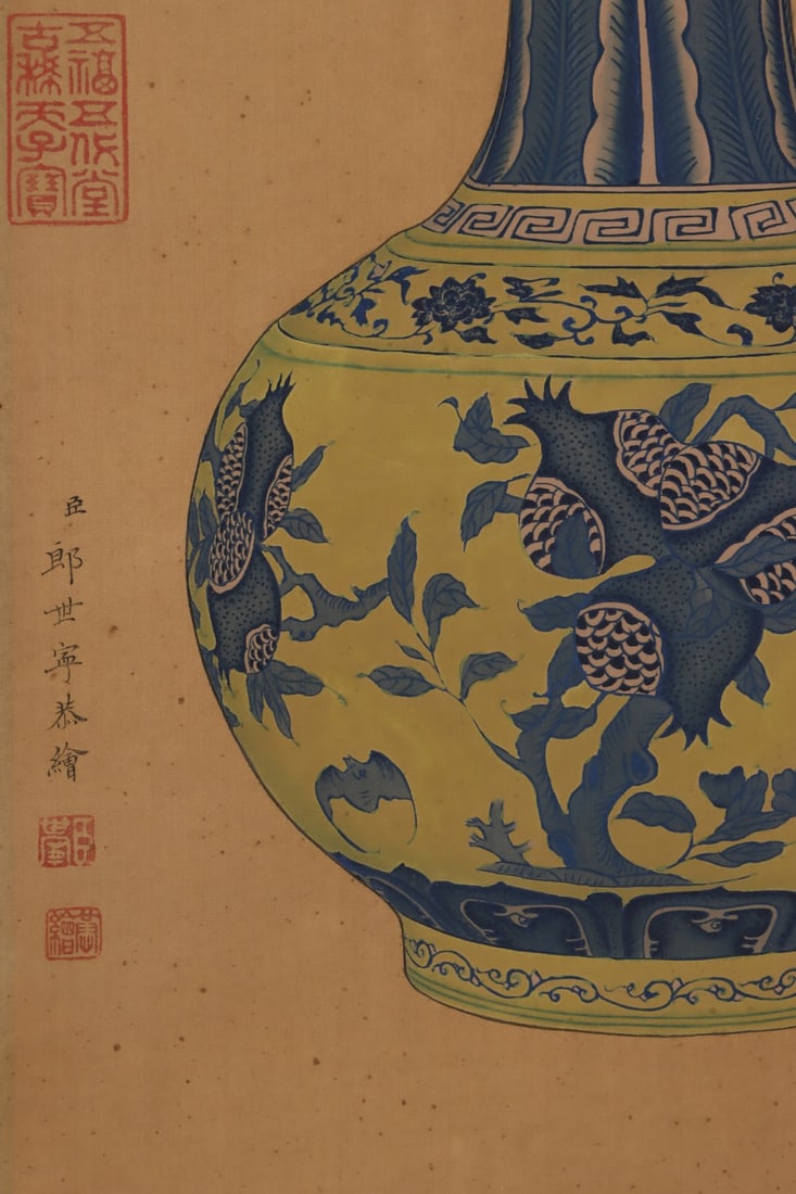 An Exquisite Blue and White Pomegranate Pattern Lotus Pattern Bats Pattern Vase - 8