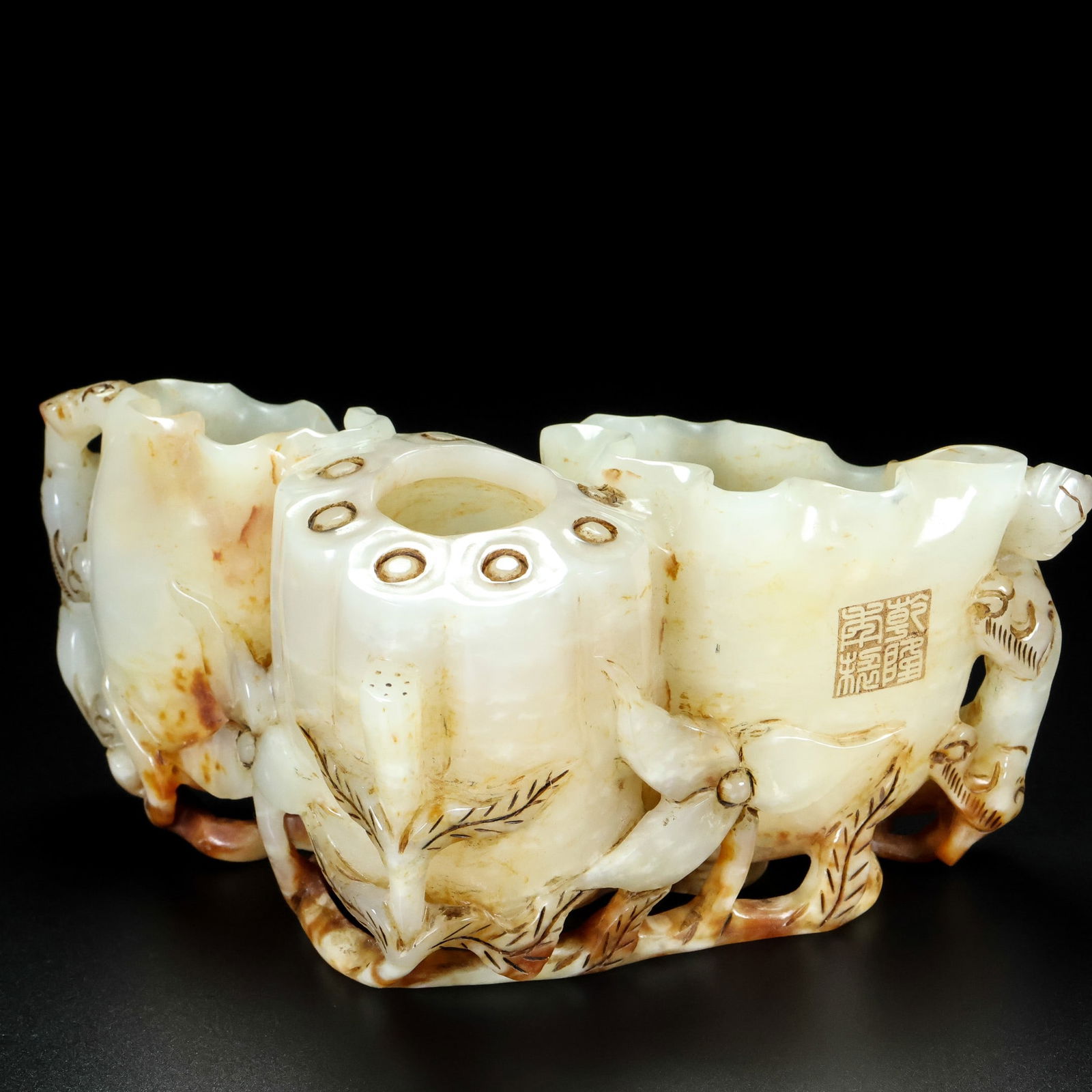 An Exquisite White Jade Auspicious Beast Pattern Brush Pot - 5
