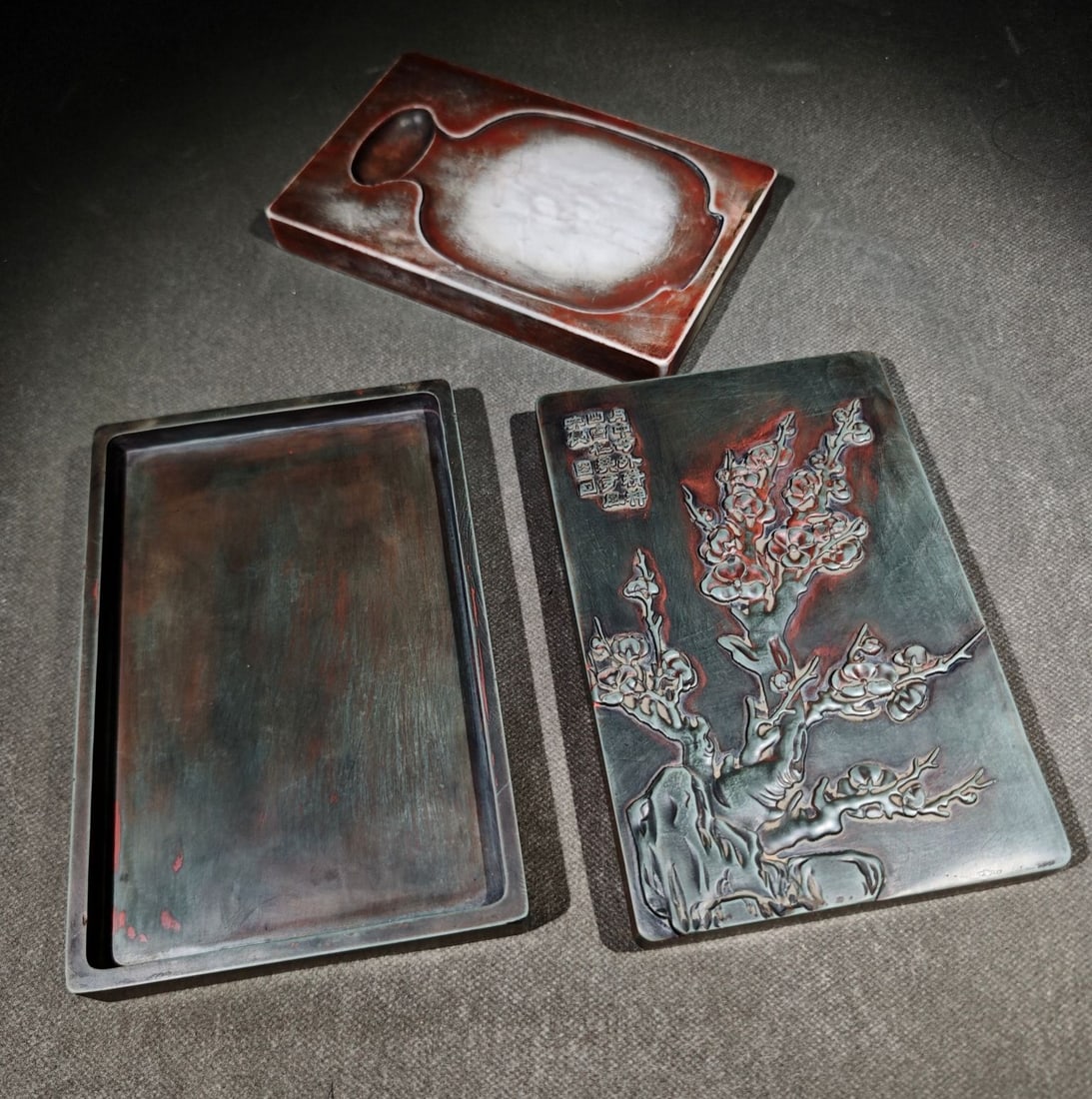 An Exquisite Flower Pattern with poem Inkstone - 7