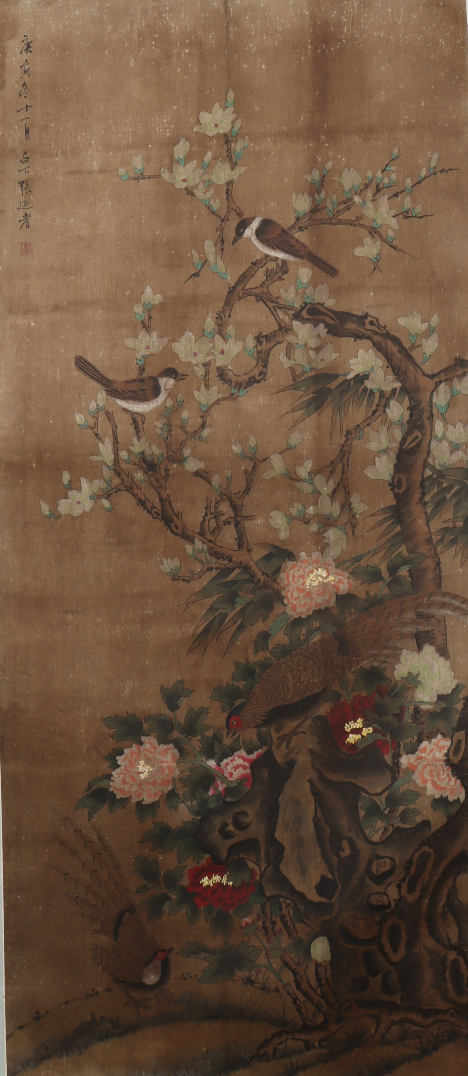 An Fabulous Chinese Ink Flower and Bird By Silk: An Fabulous Chinese Ink Flower and Bird By Silk Zhang naishi Size:138cmx60cm (The Dimensions Of All Batches Are Manually Measured.If You Need More Detailed Information, Please Contact Our Customer