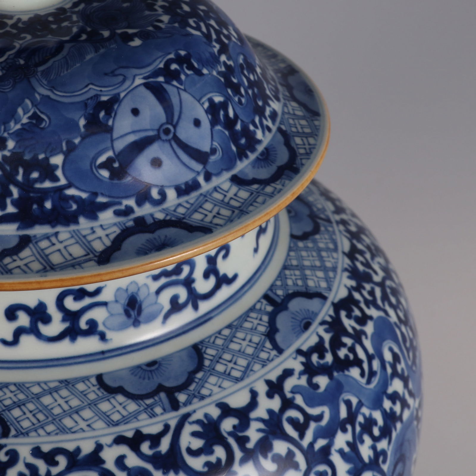 An Exquisite Blue and White Lion Pattern Lotus Pattern Jar - 5