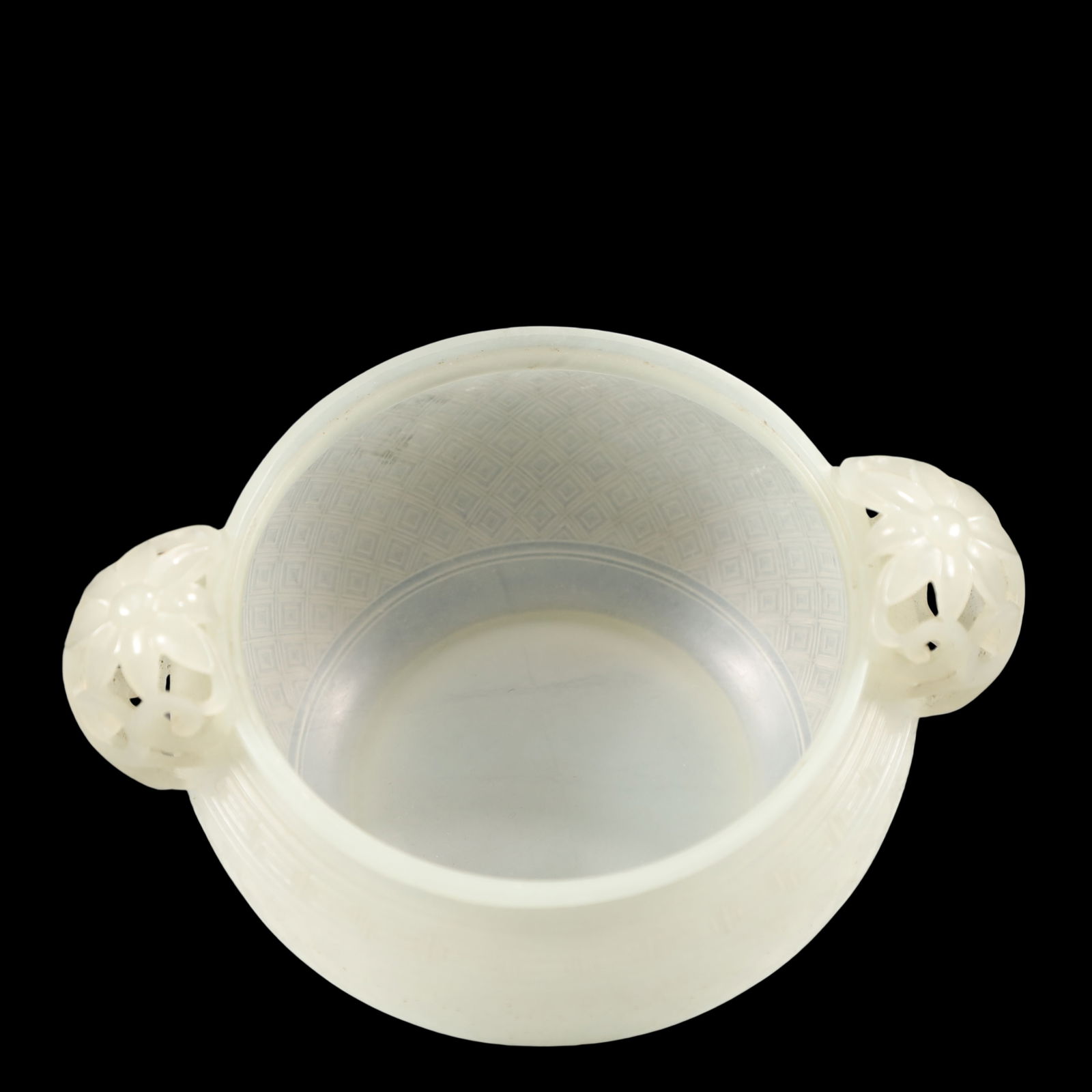 A Exquisite White Jade Lotus Pattern Double-Ears Censer - 8