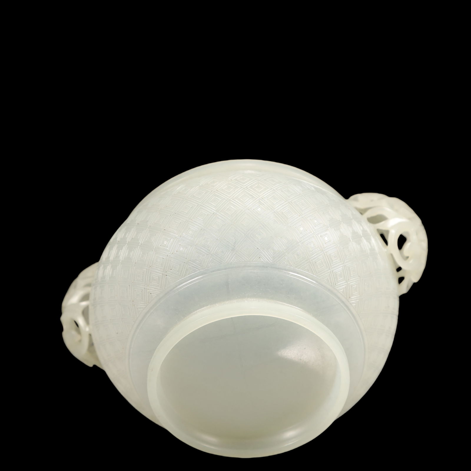 A Exquisite White Jade Lotus Pattern Double-Ears Censer - 9