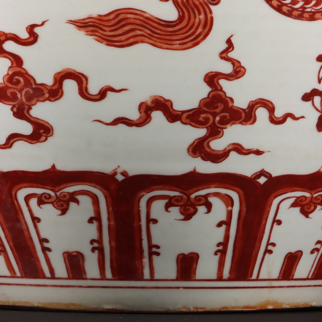An Exquisite Iron-Red Dragon Pattern Vat - 7