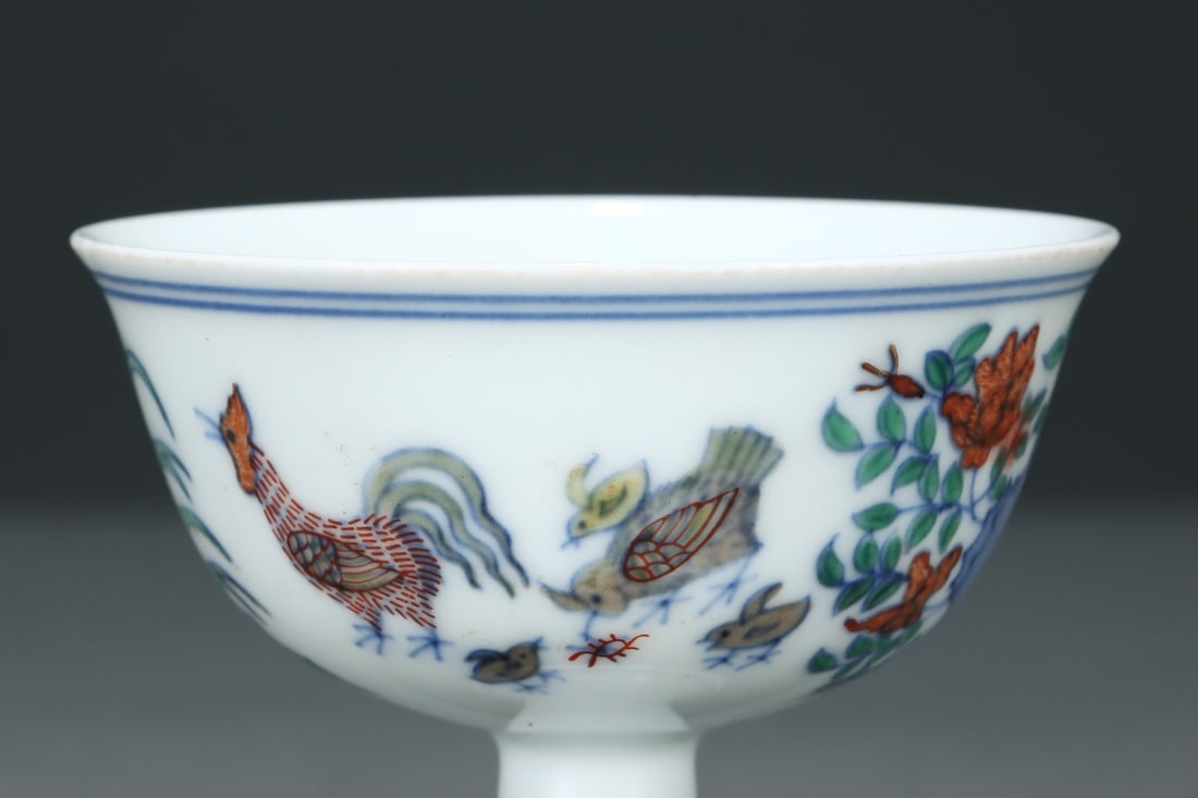 An Exquisite Doucai Flower and Bird Pattern Cup - 5