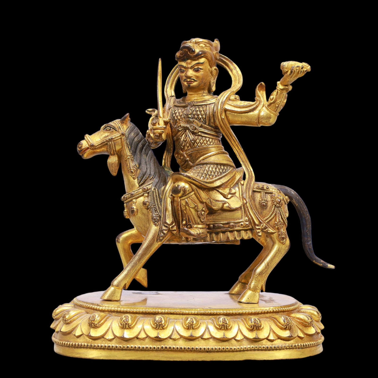 A Exquisite Gilt Bronze Statue of Mammon: A Exquisite Gilt Bronze Statue of Mammon Ming Dynasty, China Size:18.5cmx11.5cmx22cm Weight:3750g (The Dimensions Of All Batches Are Manually Measured.If You Need More Detailed Information, Please