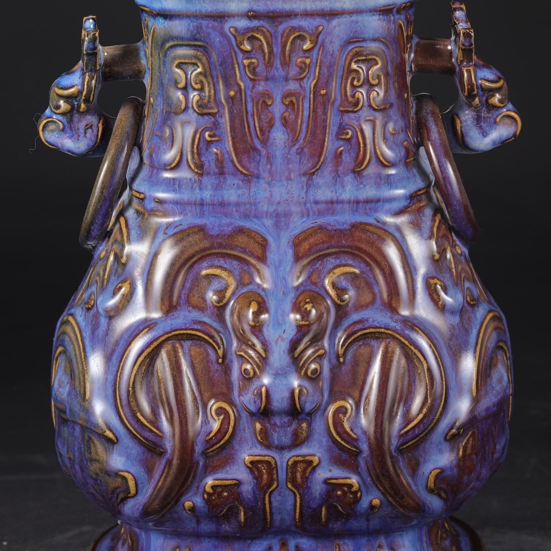An Exquisite Jun yao Beast-Face Pattern Double-Ears Jar - 6