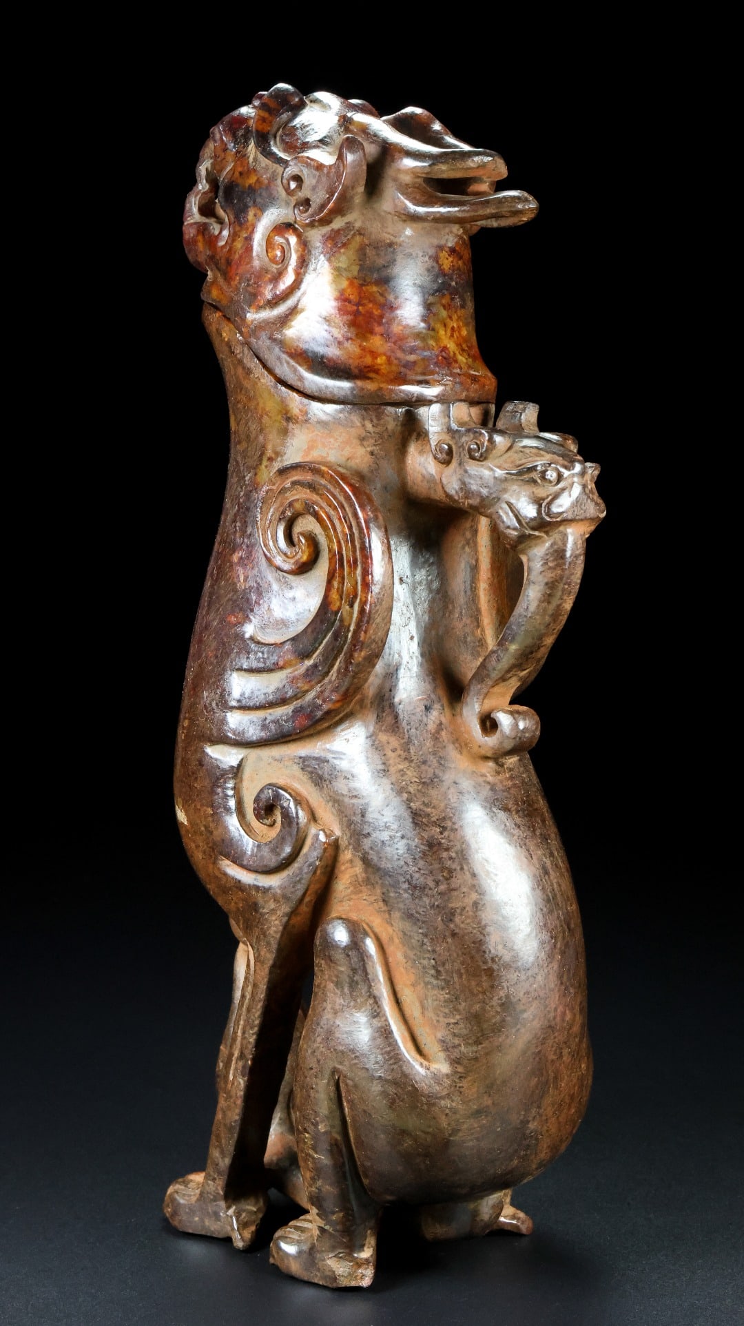 An Exquisite White Jade Dragon-Shaped Ewer - 5