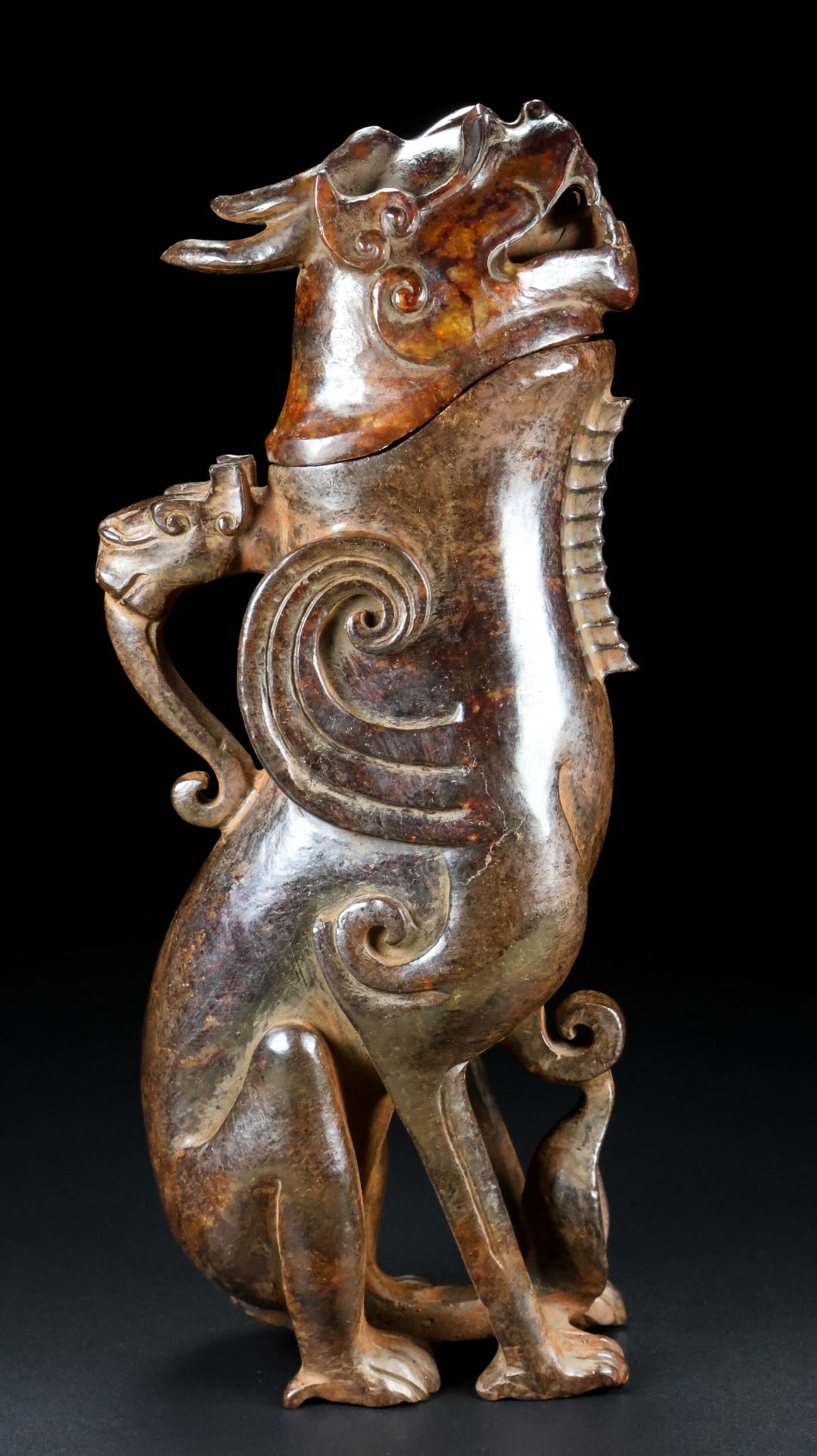An Exquisite White Jade Dragon-Shaped Ewer - 6