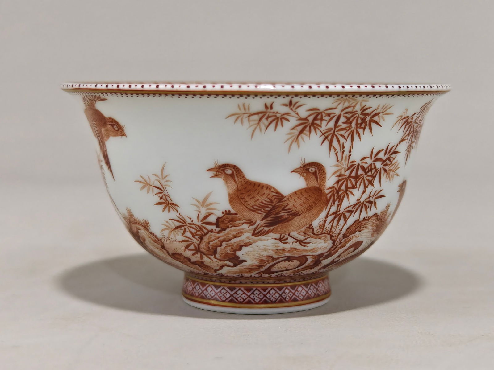 An Exquisite Famille-Rose Flower and Bird Pattern with poem Cup: An Exquisite Famille-Rose Flower and Bird Pattern with poem Cup Qing Dynasty, China Yongzheng Six-character Mark Size:5.2cmx9cm (The Dimensions Of All Batches Are Manually Measured.If You Need More