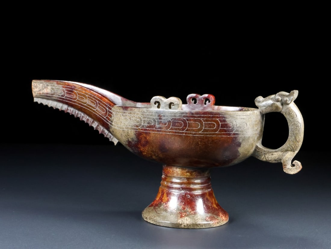 An Exquisite White Jade Dragon Pattern Ewer - 6