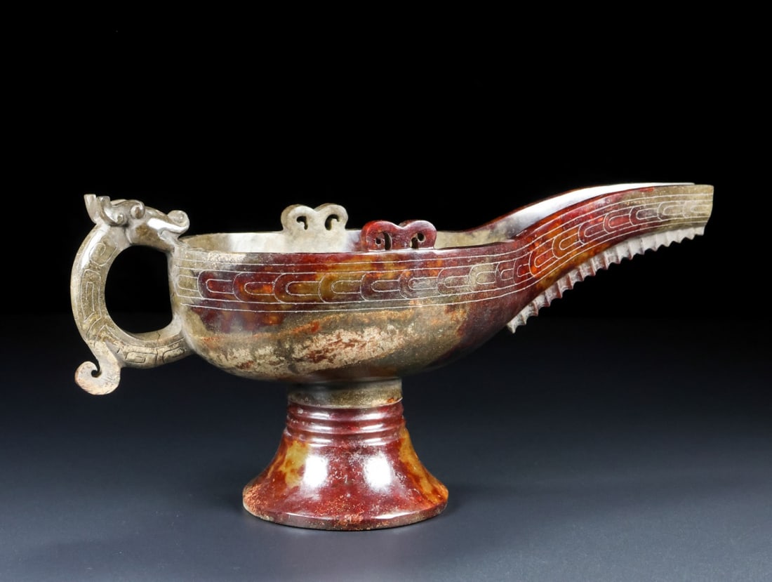 An Exquisite White Jade Dragon Pattern Ewer - 7