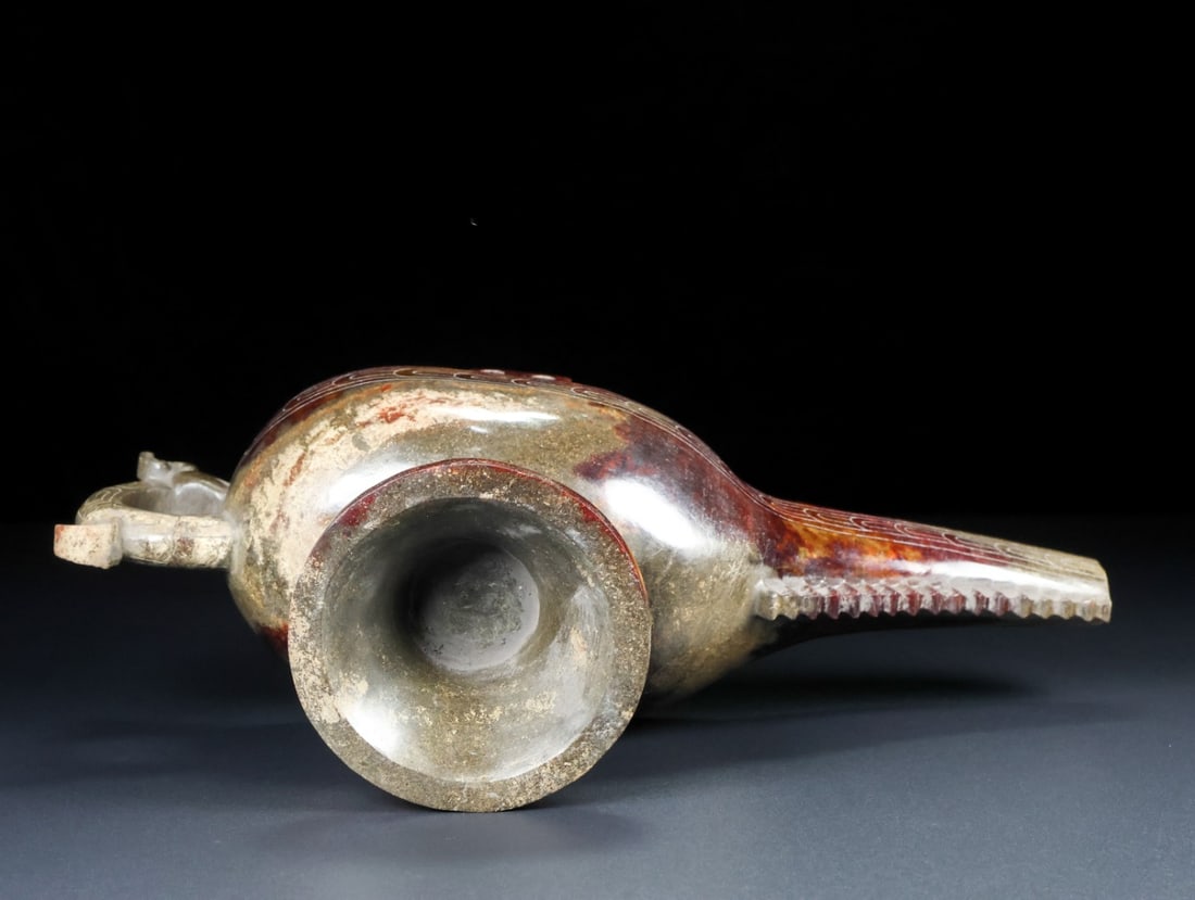 An Exquisite White Jade Dragon Pattern Ewer - 9