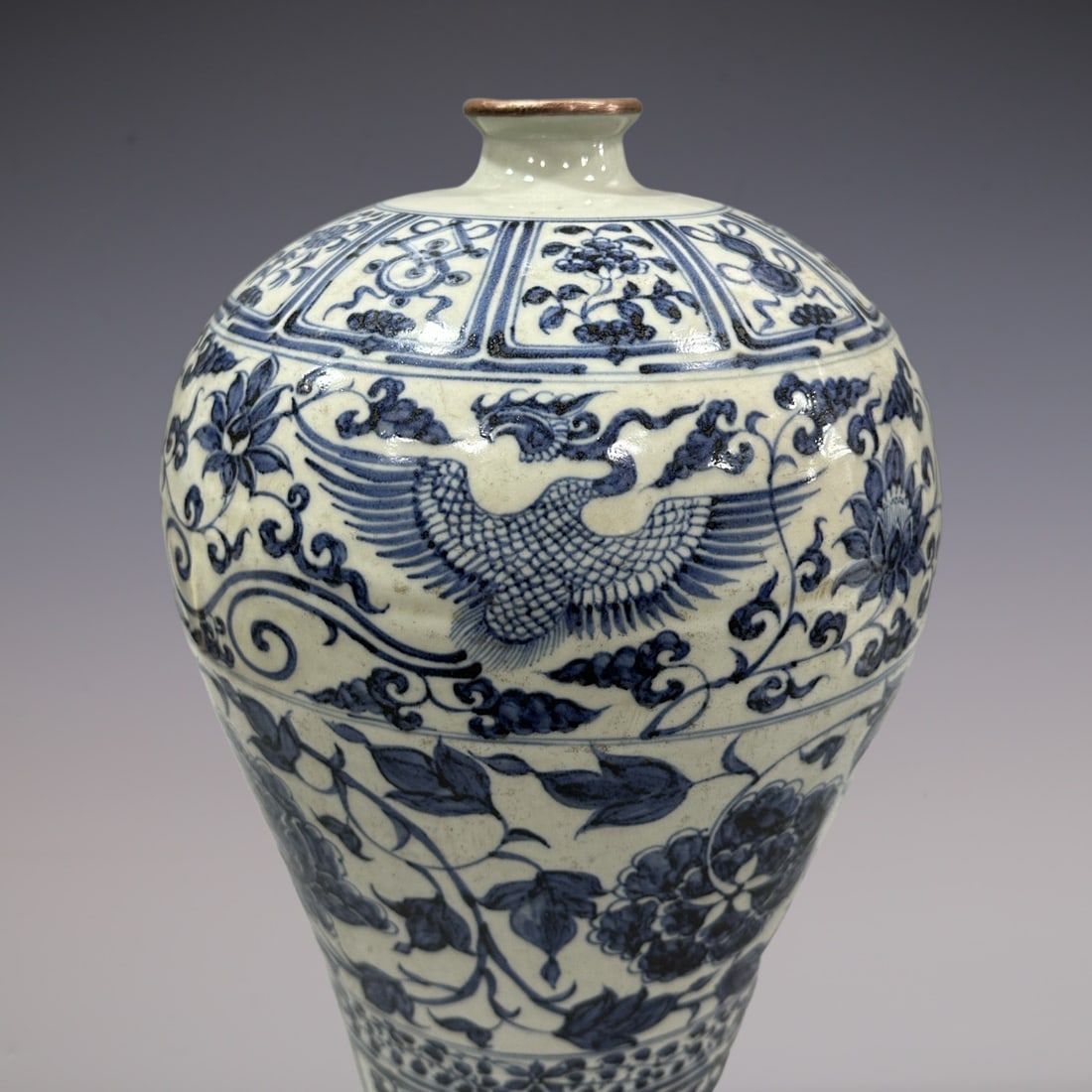 An Exquisite Blue and White Lotus Pattern Phoenix Pattern Vase - 3
