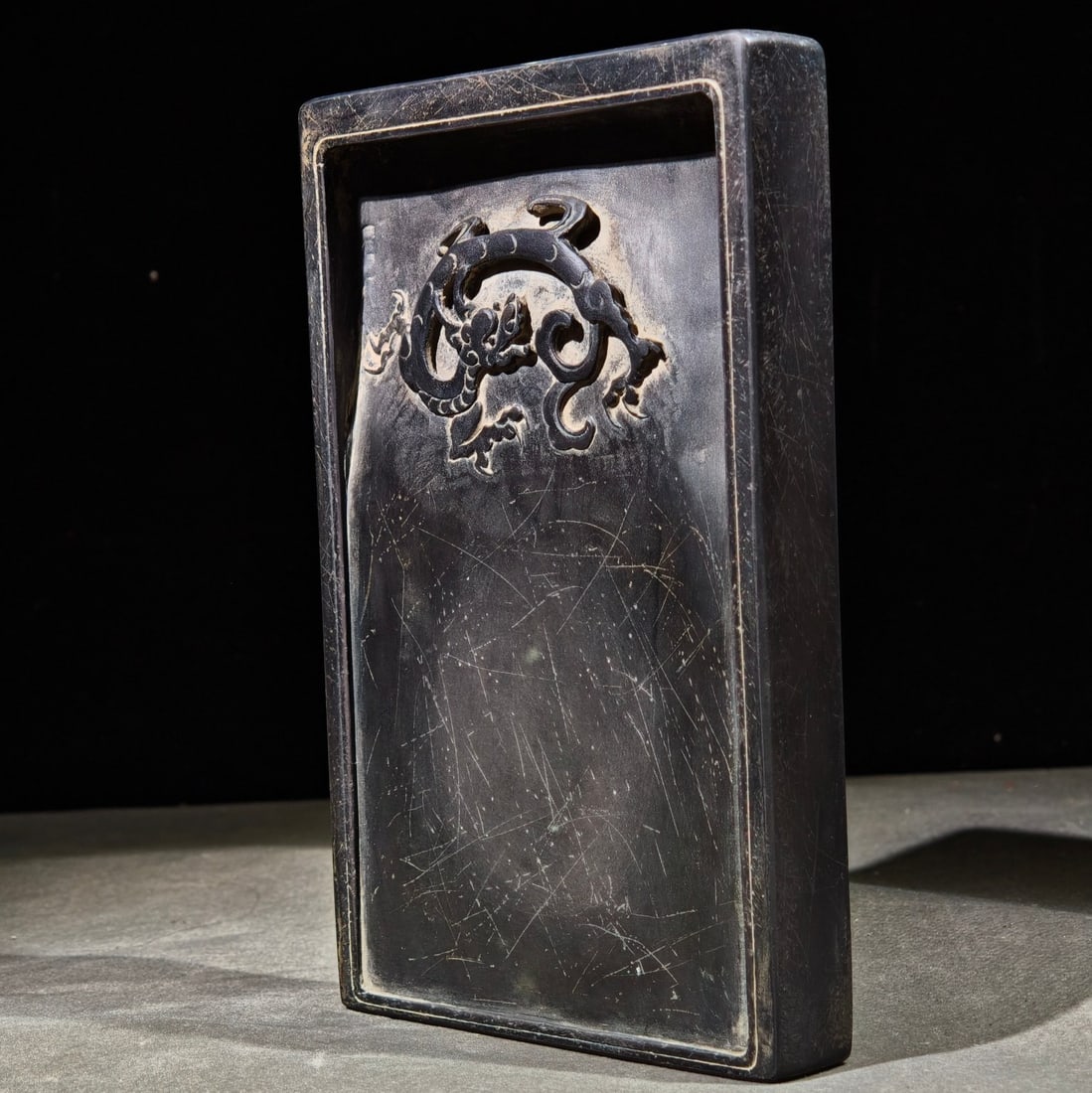 An Exquisite Dragon Pattern with poem Inkstone - 3