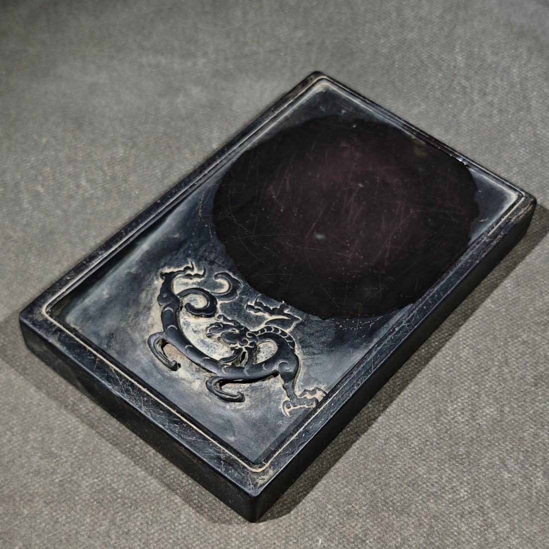 An Exquisite Dragon Pattern with poem Inkstone - 7