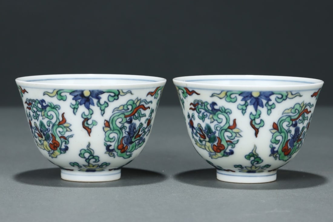 An Exquisite Doucai Lotus Pattern Dragon Pattern Cup - 4