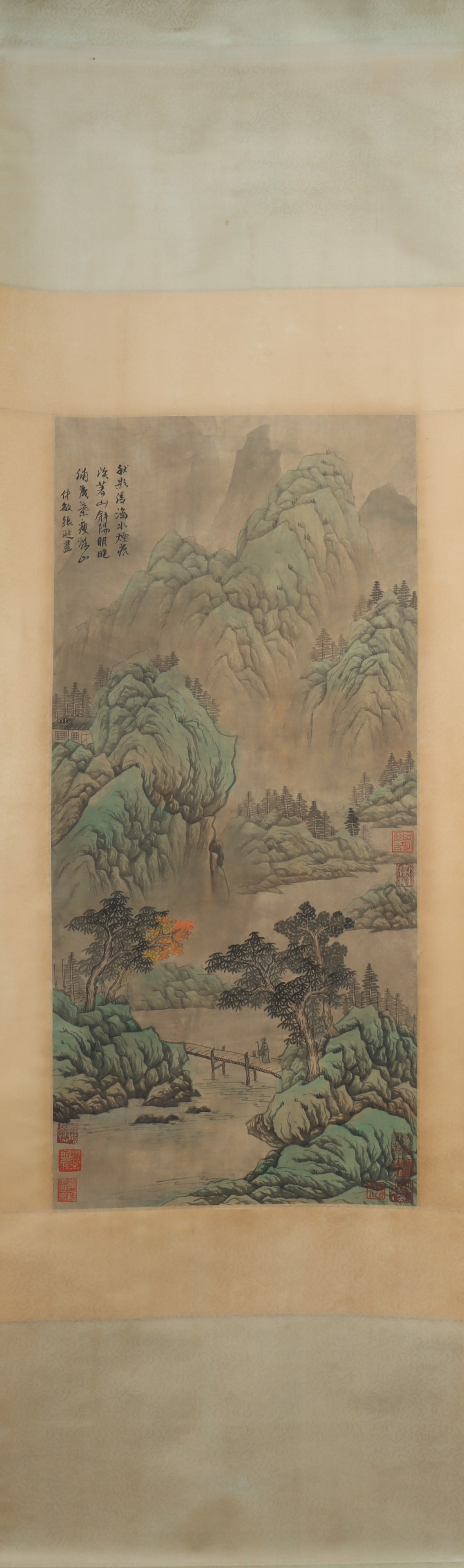 A Chinese Vertical Scroll Ink Painting of Landscape on Paper (1 of 6)