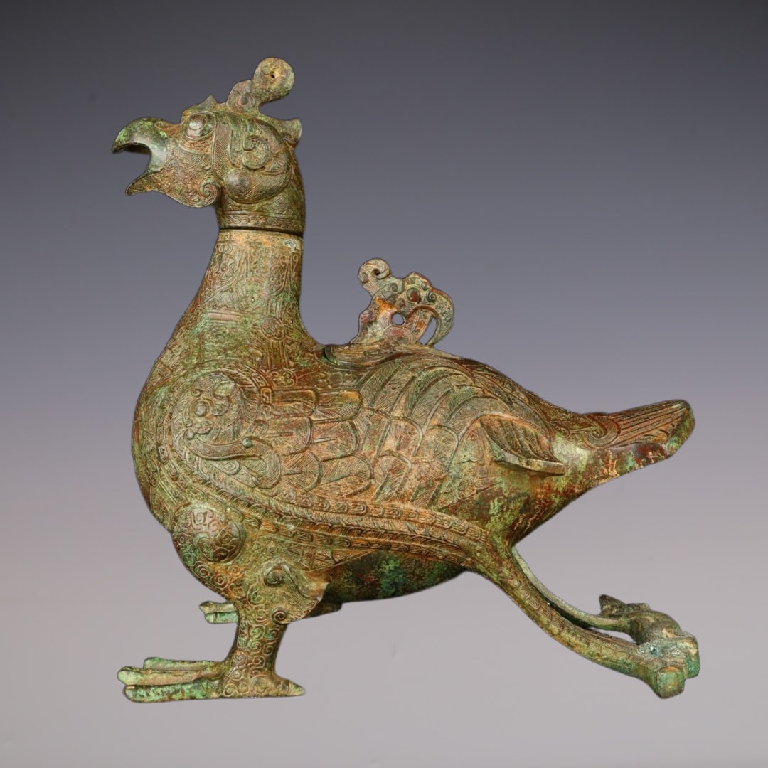 An Exquisite Bronze With Inscription Bird-Shaped Censer: An Exquisite Bronze With Inscription Bird-Shaped Censer W.Zhou , China Size:36cmx37cm Weight:7050g (The Dimensions Of All Batches Are Manually Measured.If You Need More Detailed Information, Please