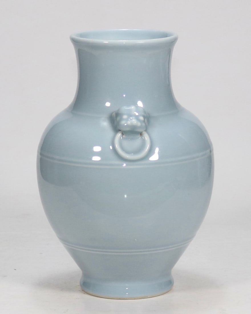 An Exquisite Sky Blue Glazed Double-Ears Vase - 4