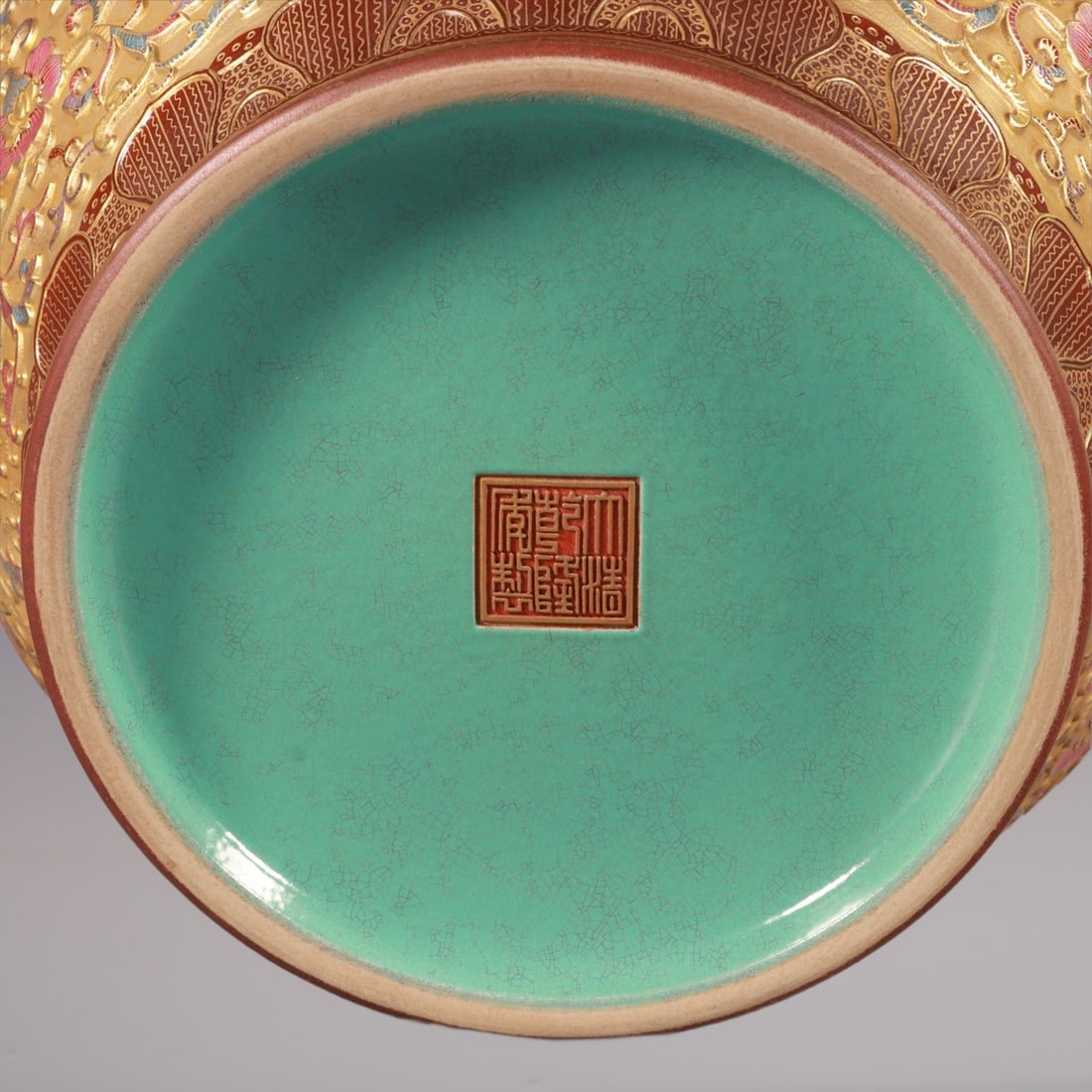 An Exquisite Enamel Lotus Pattern Flower and Bird Pattern Double-Ears Vat - 8