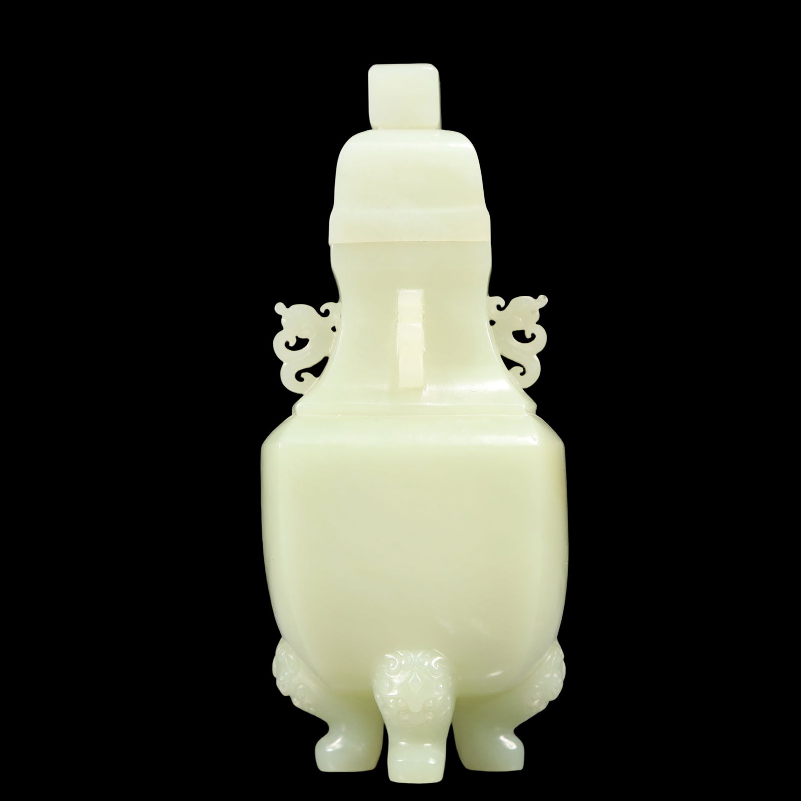 A Exquisite White Jade Double-Ears Vase - 3