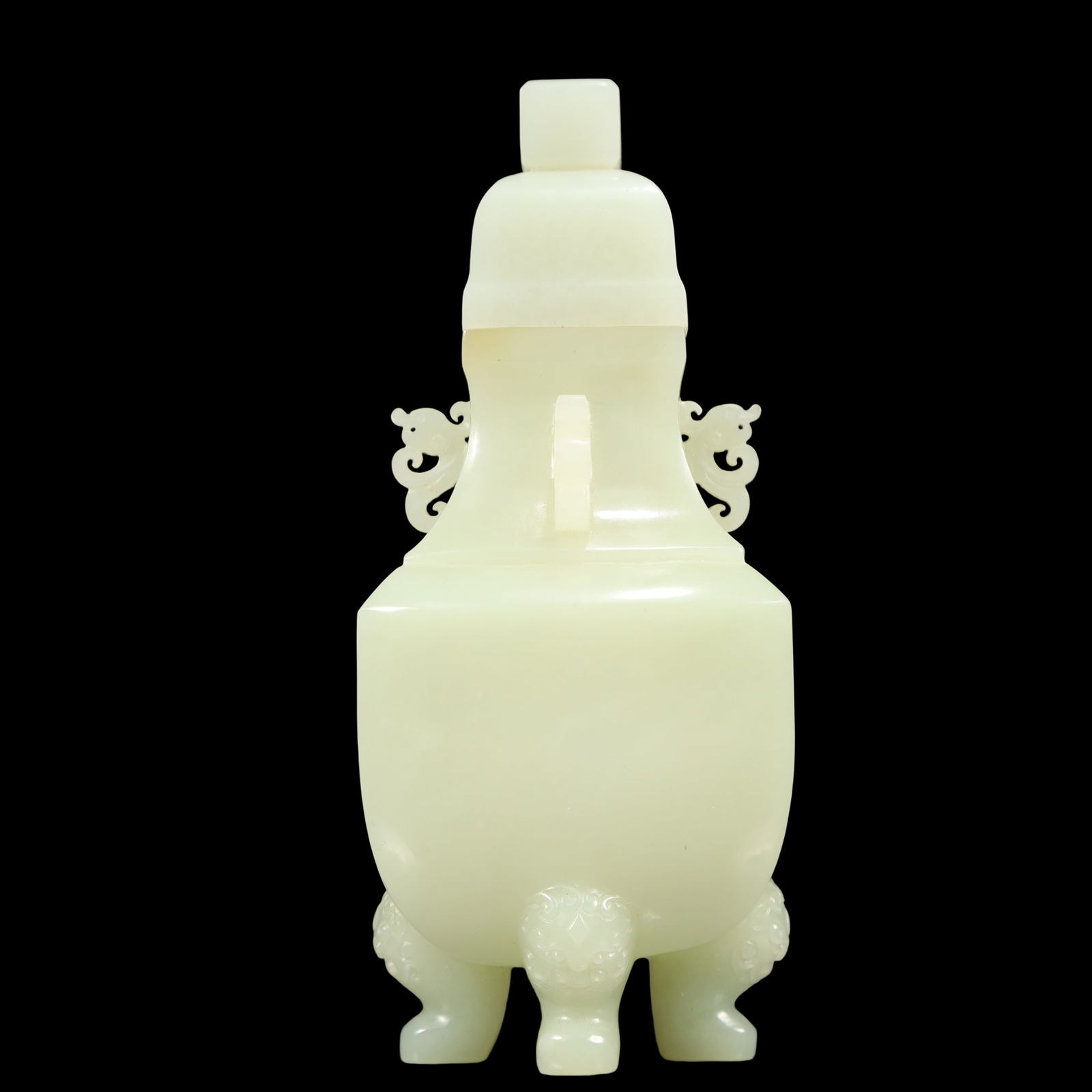 A Exquisite White Jade Double-Ears Vase - 4