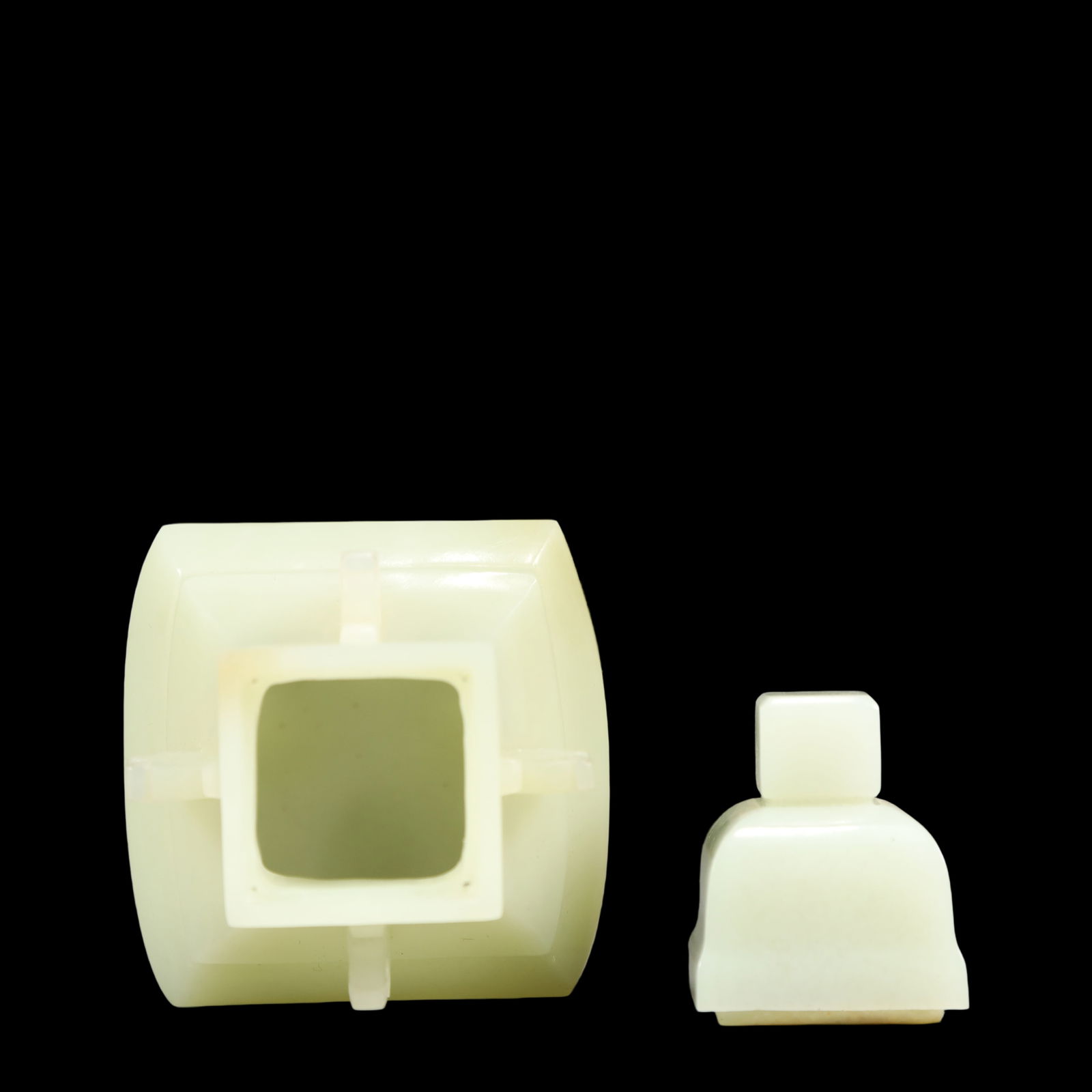 A Exquisite White Jade Double-Ears Vase - 5