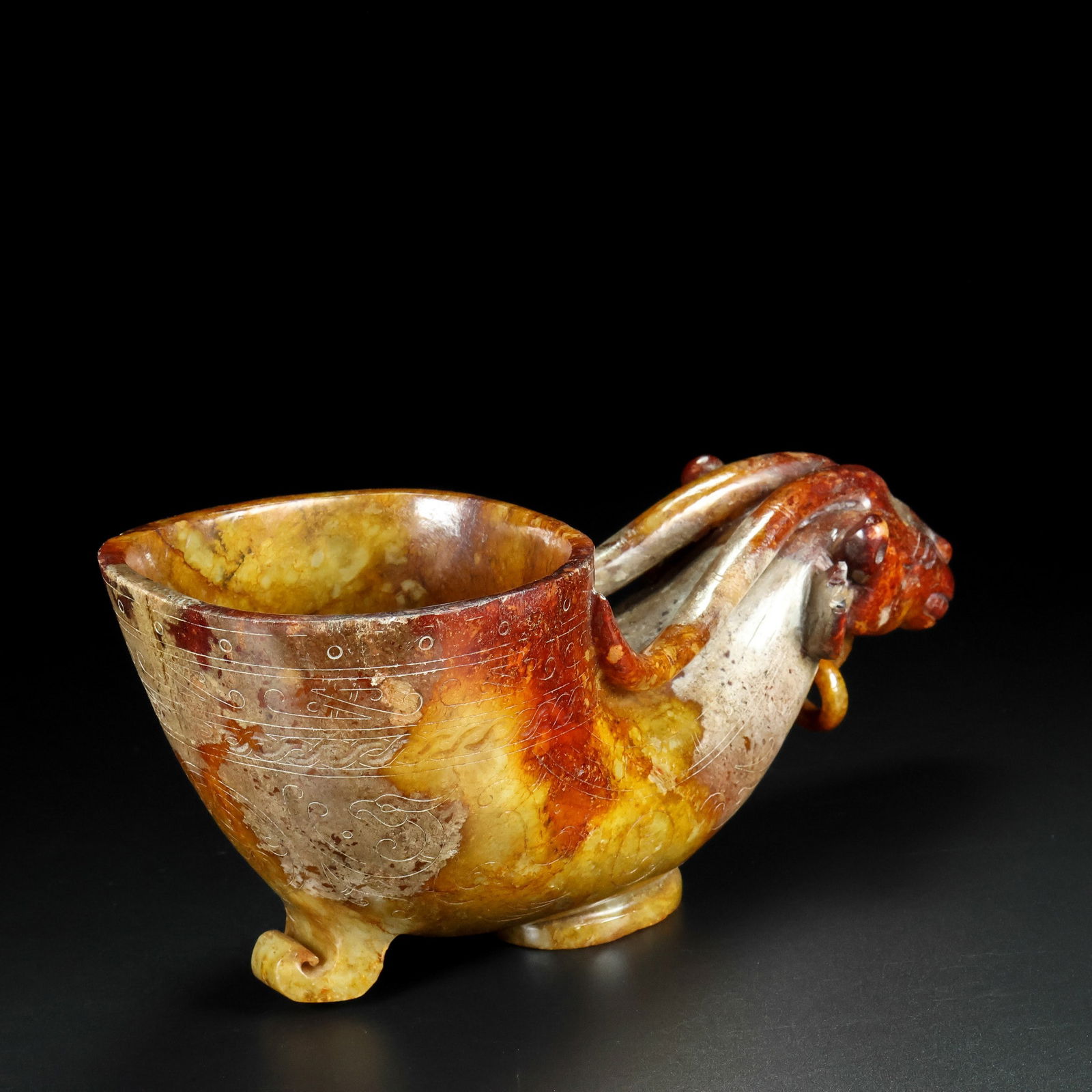An Exquisite White Jade Auspicious Beast-Shaped Goblet - 6